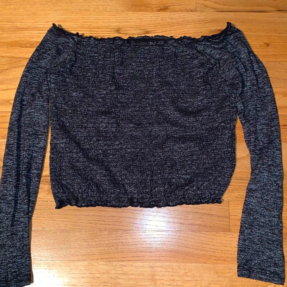 Off The Shoulder Smocked Long Sleeve